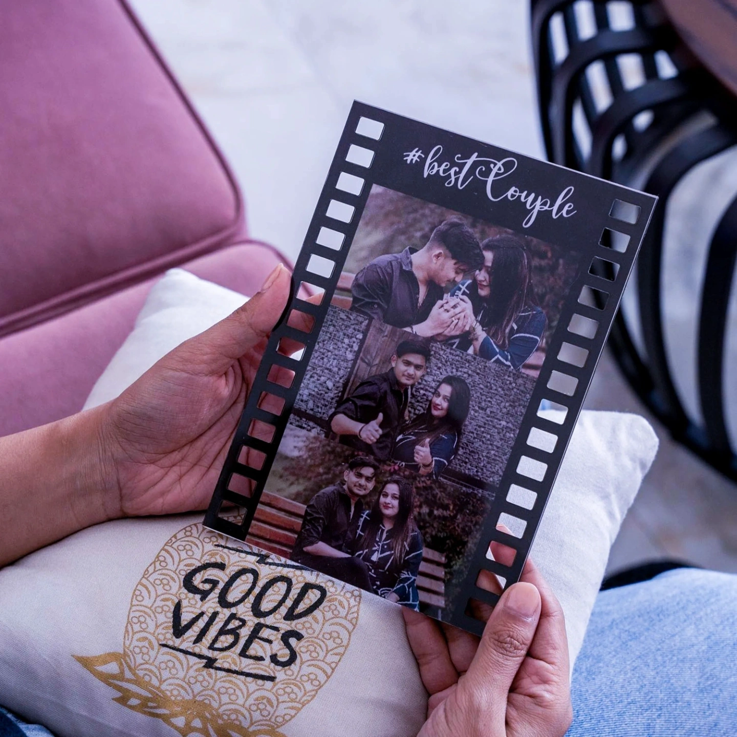 Personalize Black Couple Reel Frame