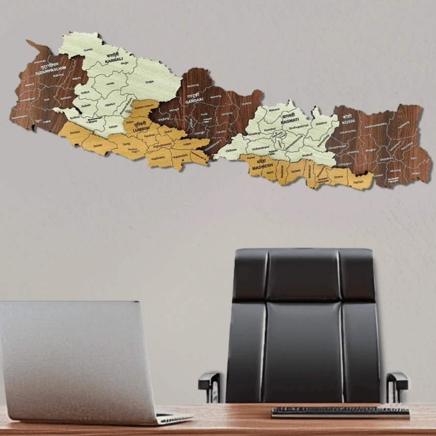 Wooden Map Nepal Map | Artisan Wall Decor