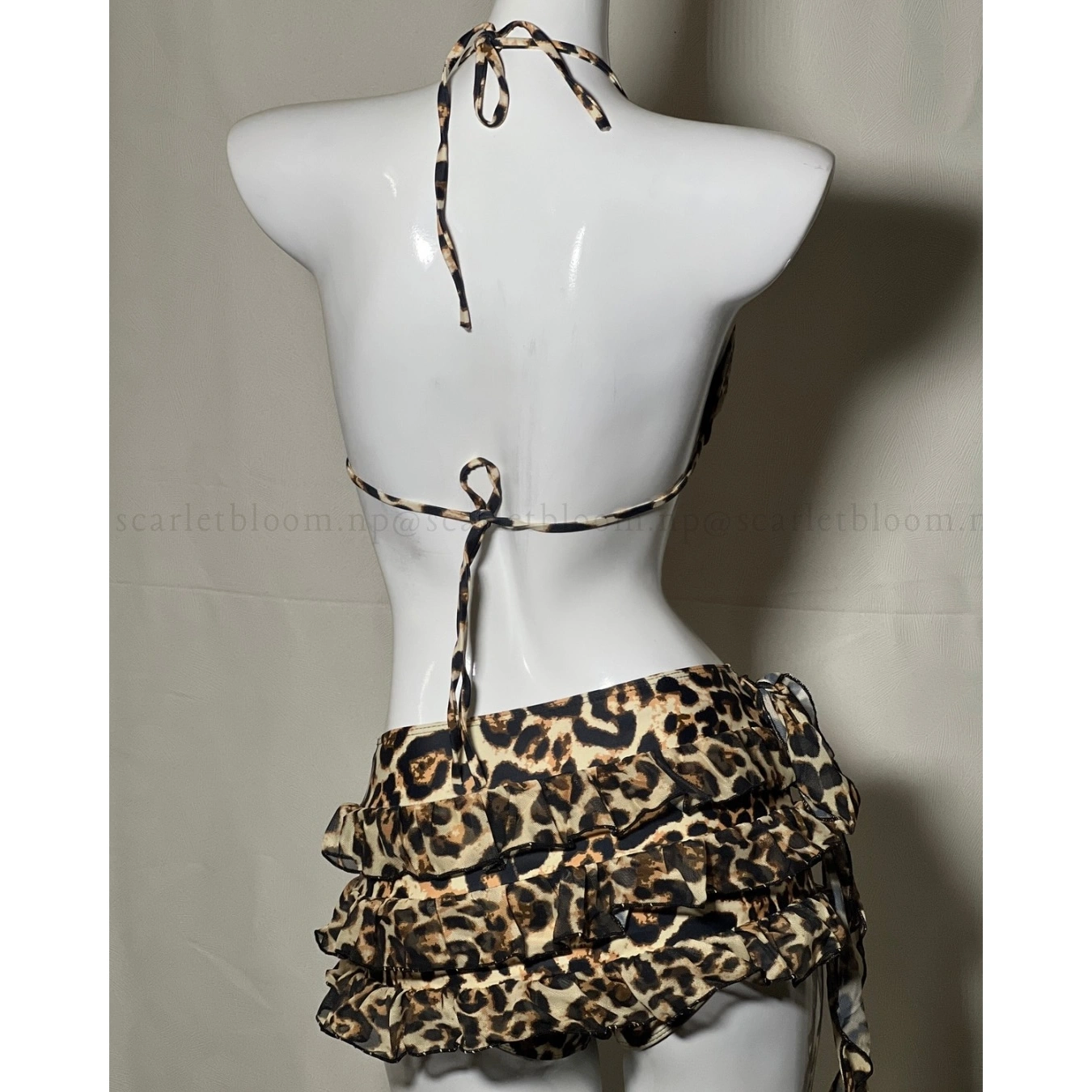 Leopard Ruffle Skirt Bikini Set