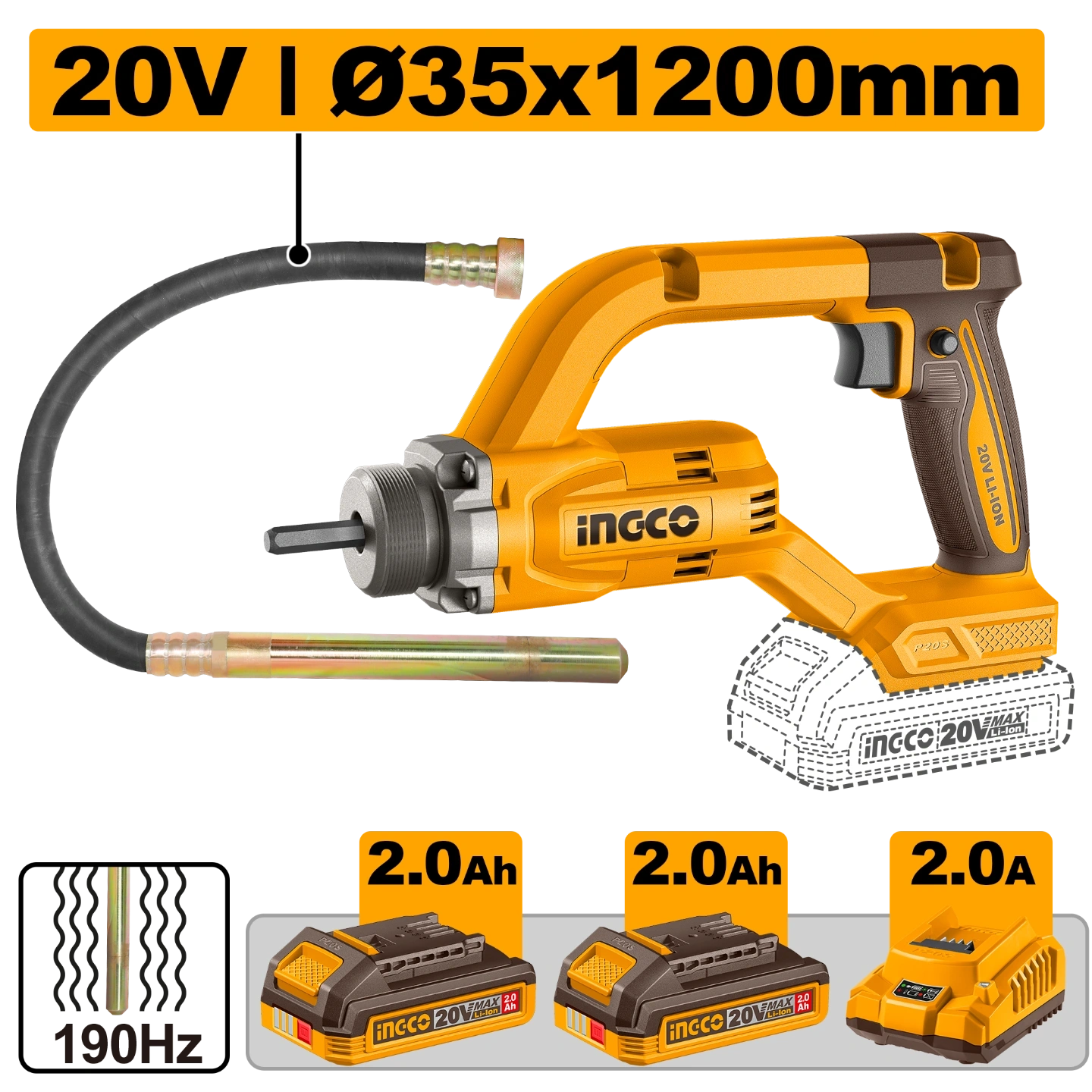 Cordless concrete vibrator CCVLI2025021 1