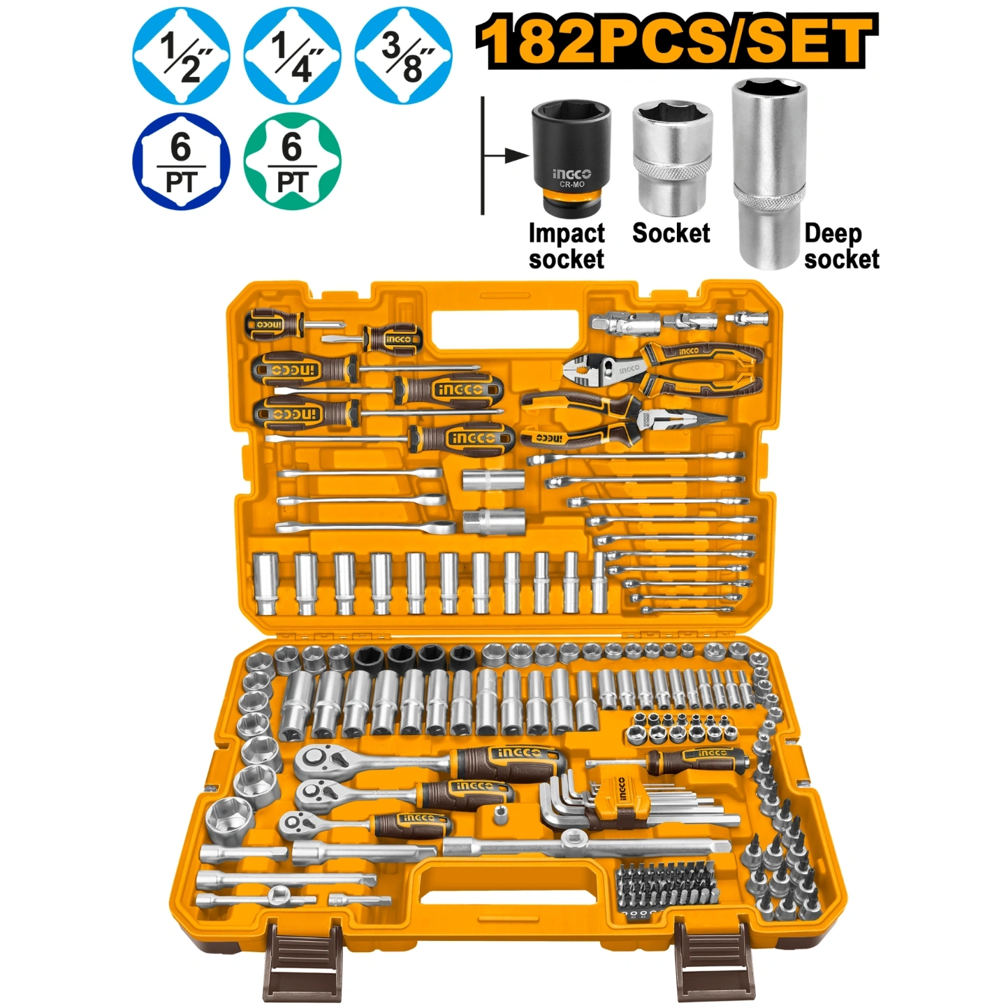 182 Pcs Combination tools set HKTHP51828 1