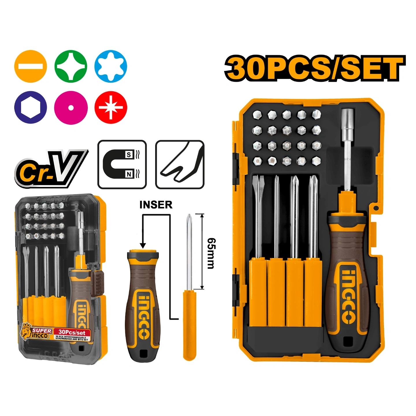 30 Pcs Interchangeable screwdriver and bits set AKISD3001 1