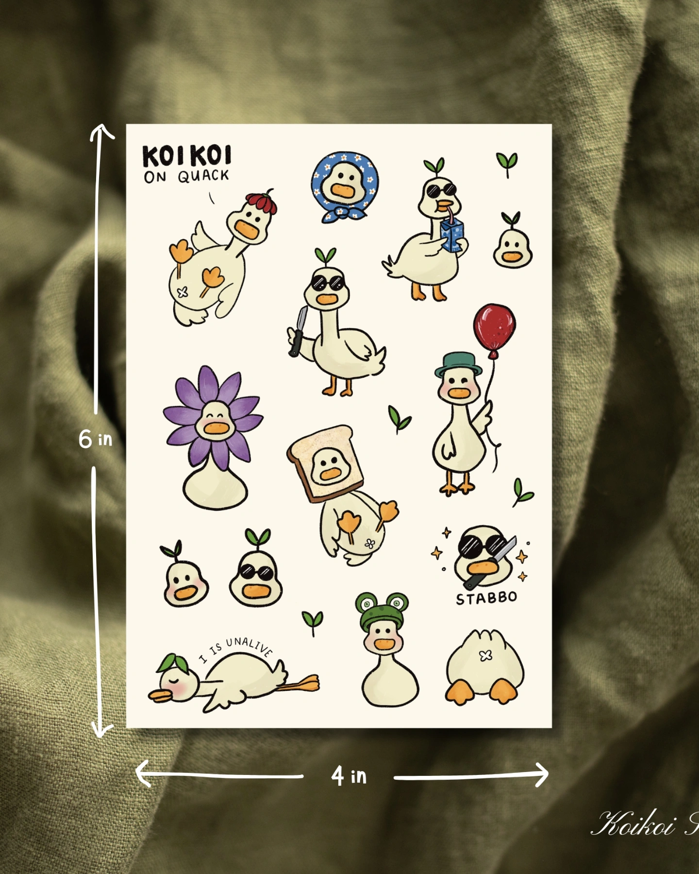 Koikoi on Quack Sticker Sheet 1