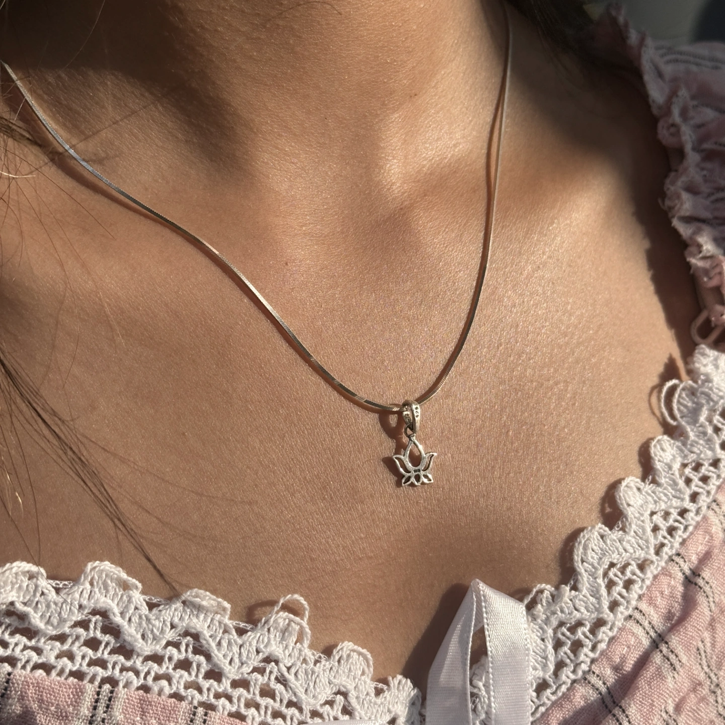 Lotus pendant with snake chain 2