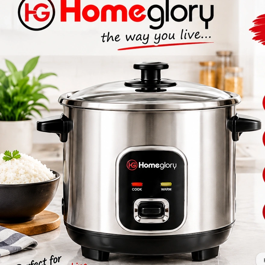 Homeglory Steel Body Shine Rice Cooker 1.5L 2
