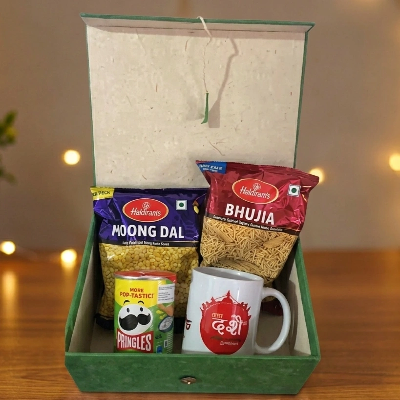Luxury Assorted Savories, Gourmet Snacks & Printed Mug Gift Box 1