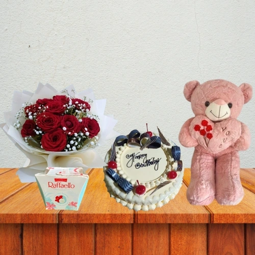 Premium Cake, Doll & Chocolate Combo 1