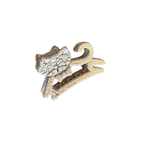 Luxury Cat-Shaped Crackle-Pattern Hair Claw Clip 1