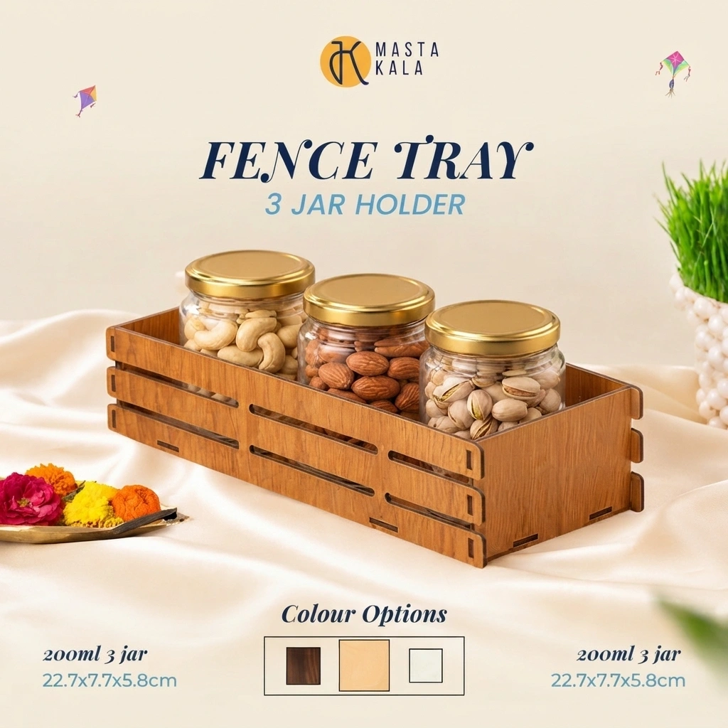Fence Tray With Three Jar Holder 1