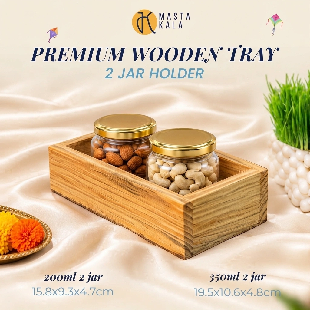 Premium Wooden Tray Two jar Holder 1