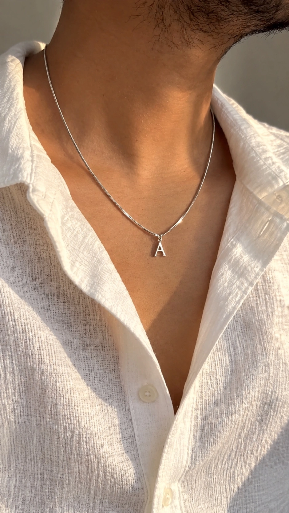 PURE SILVER MEN’S INITIAL BOX NECKLACE 1