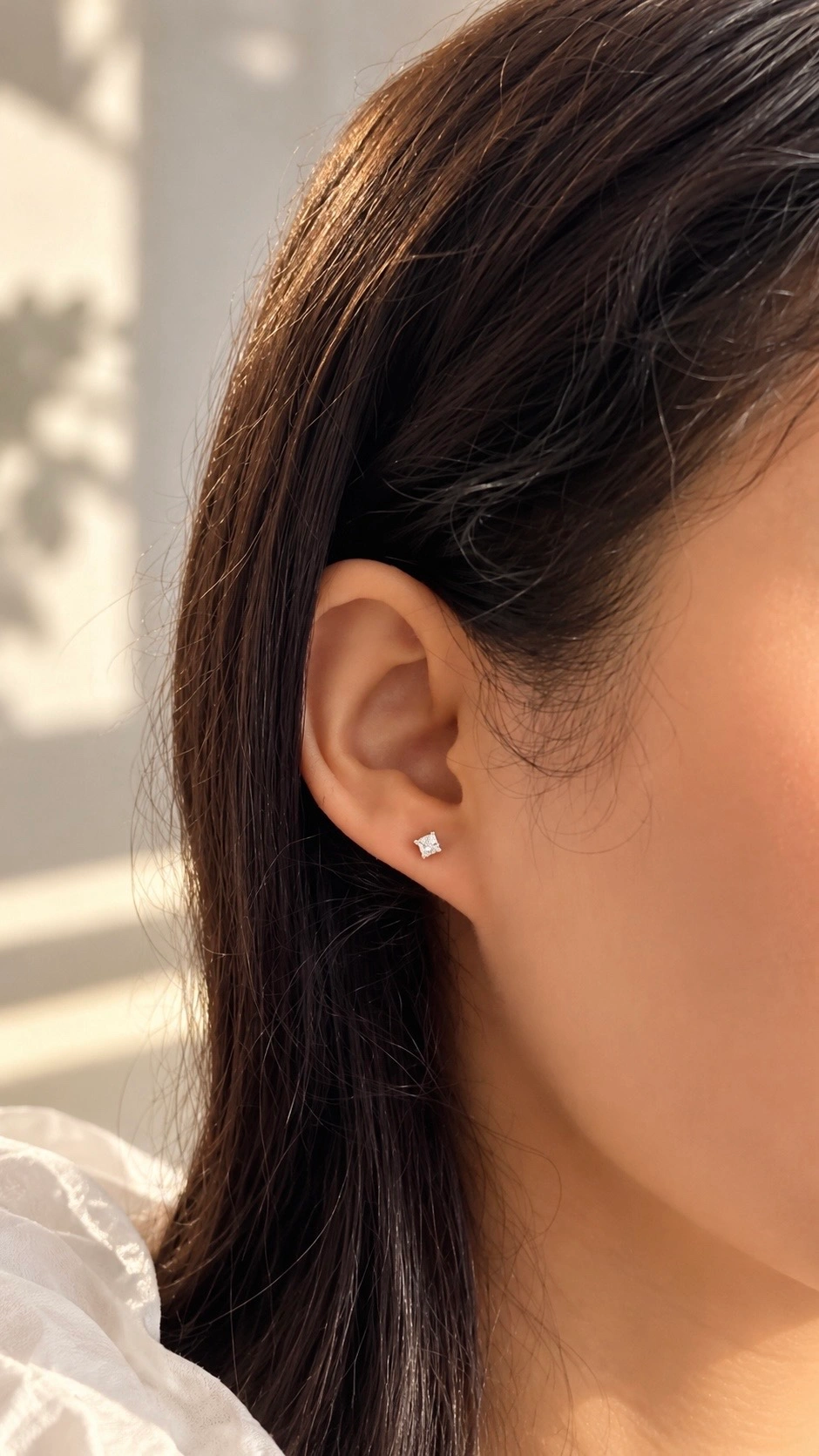 PURE SILVER STONE EAR STUDS 1