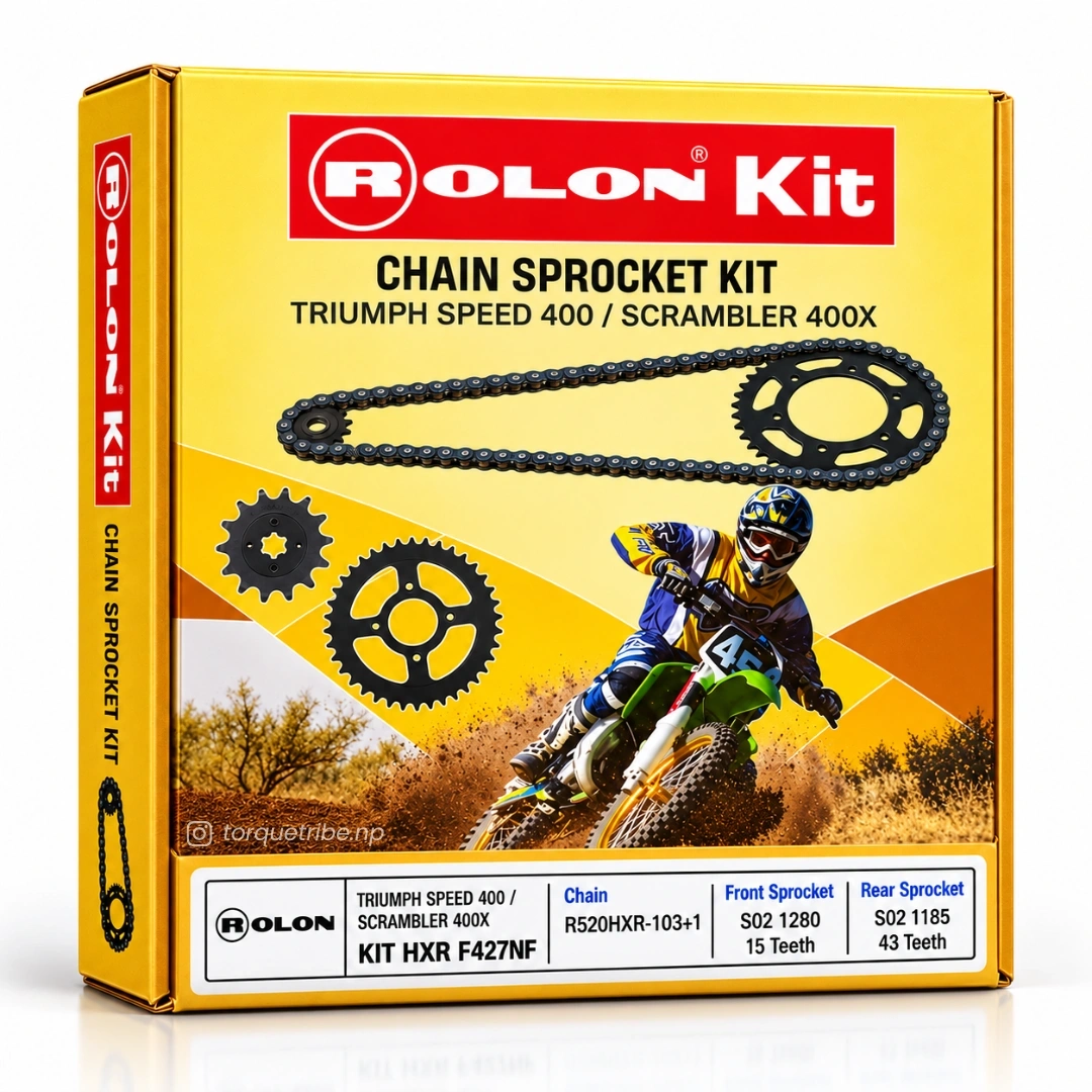 Noise Free Chain Sprocket Kit for Triumph Speed 400 / Scrambler 400 X | Rolon HXR 427NF 1