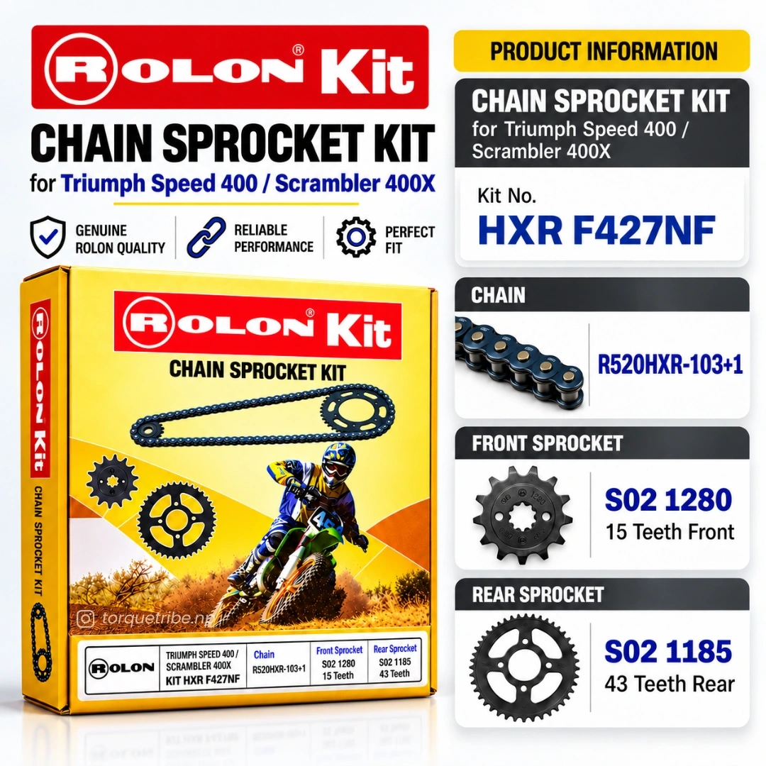 Noise Free Chain Sprocket Kit for Triumph Speed 400 / Scrambler 400 X | Rolon HXR 427NF 2