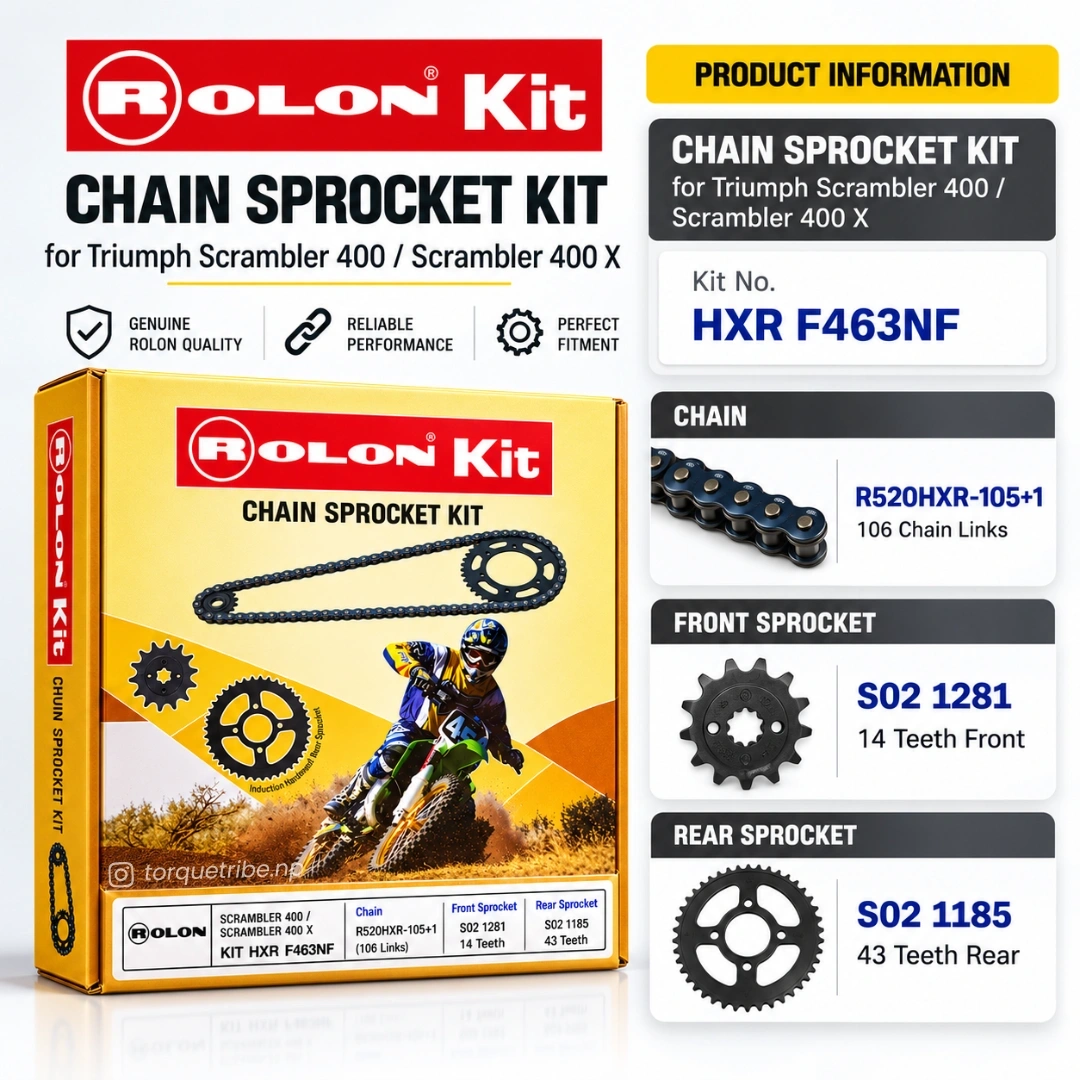 Noise-Free Chain Sprocket Kit for Triumph Scrambler 400 X / 400 XC | Rolon HXR F463NF 2