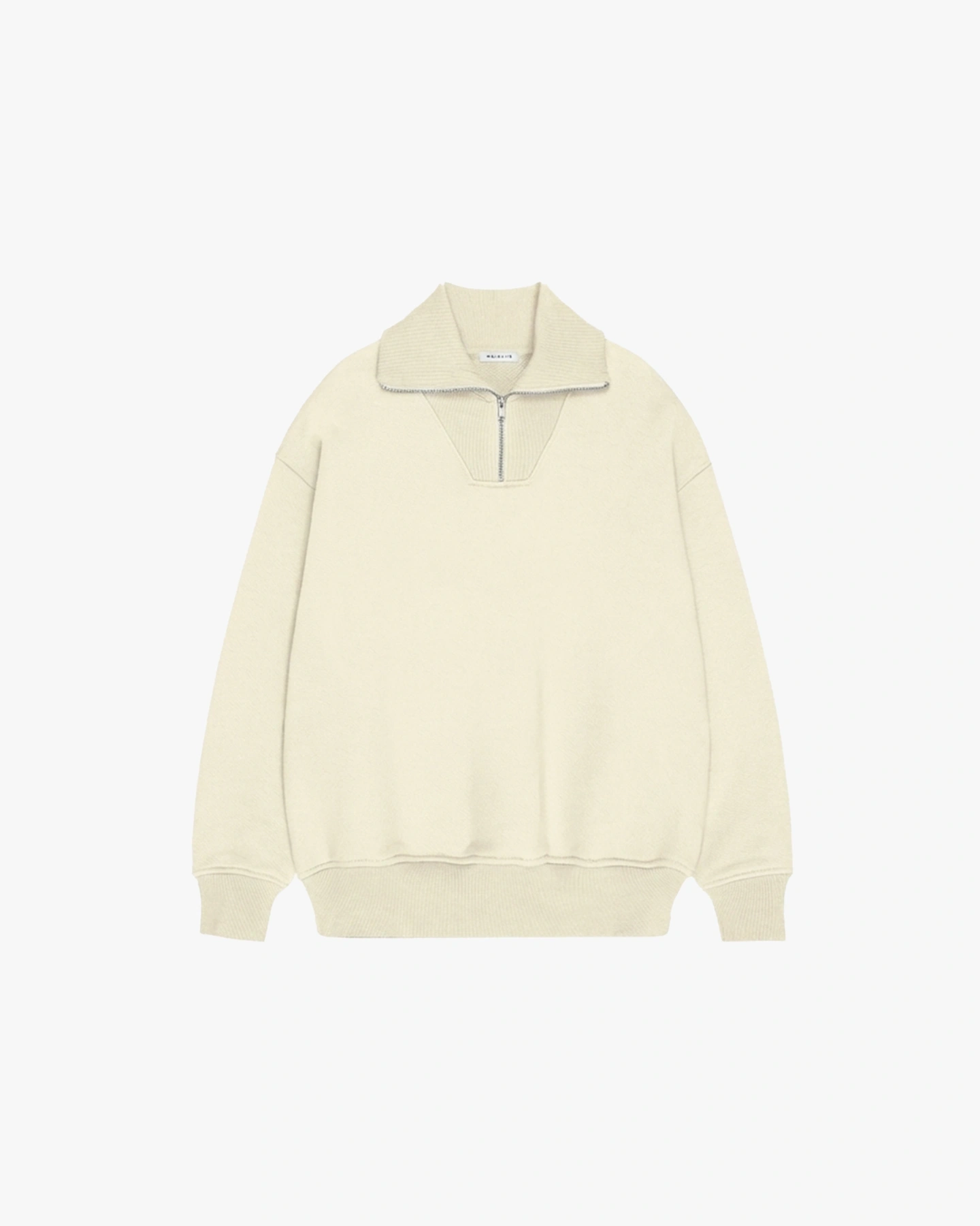 WIDE RIB QUARTER PULLOVER-CREAM 1