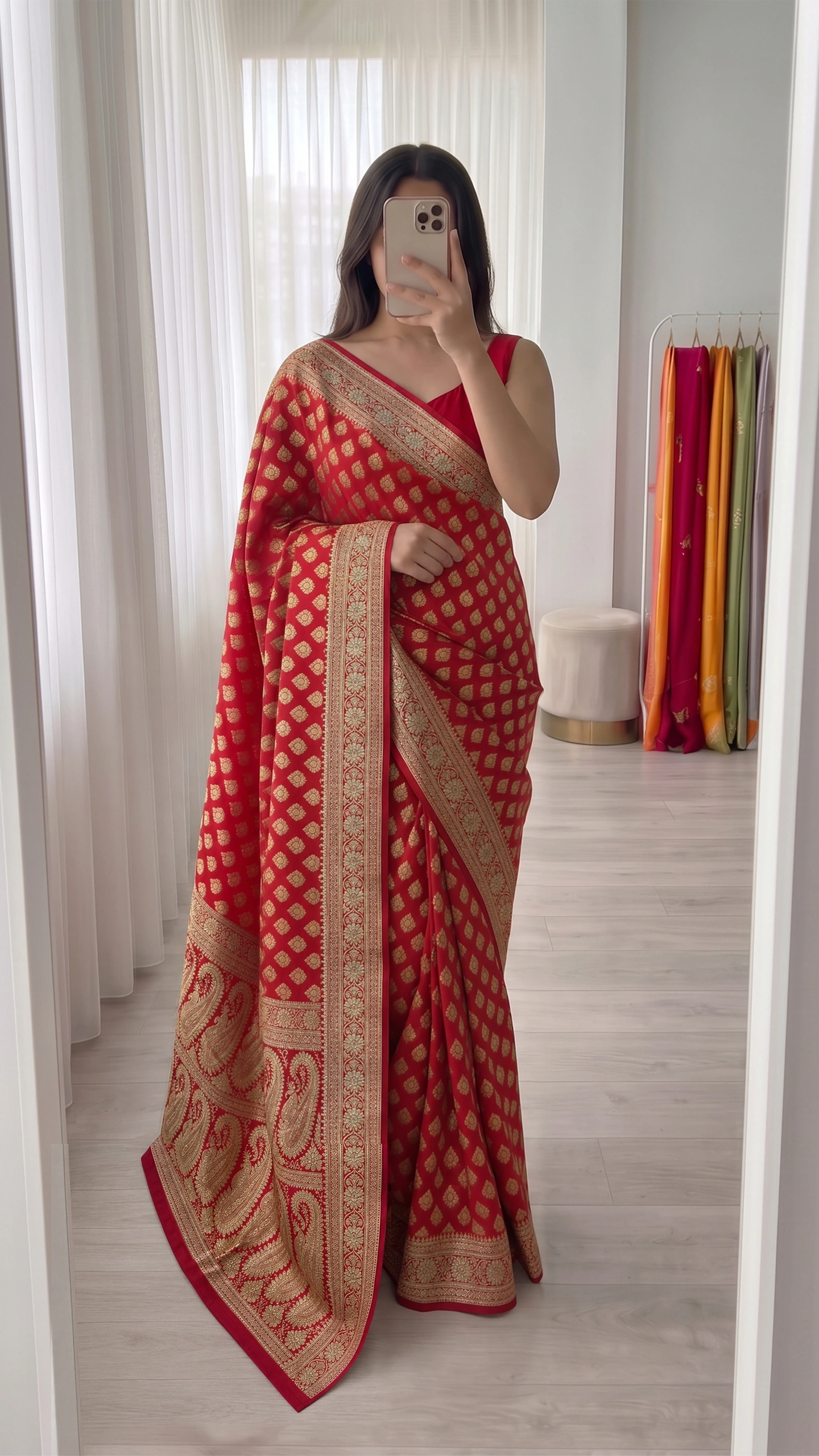 Ruby Red Kalga Pallu Banarasi Art Silk Saree 1