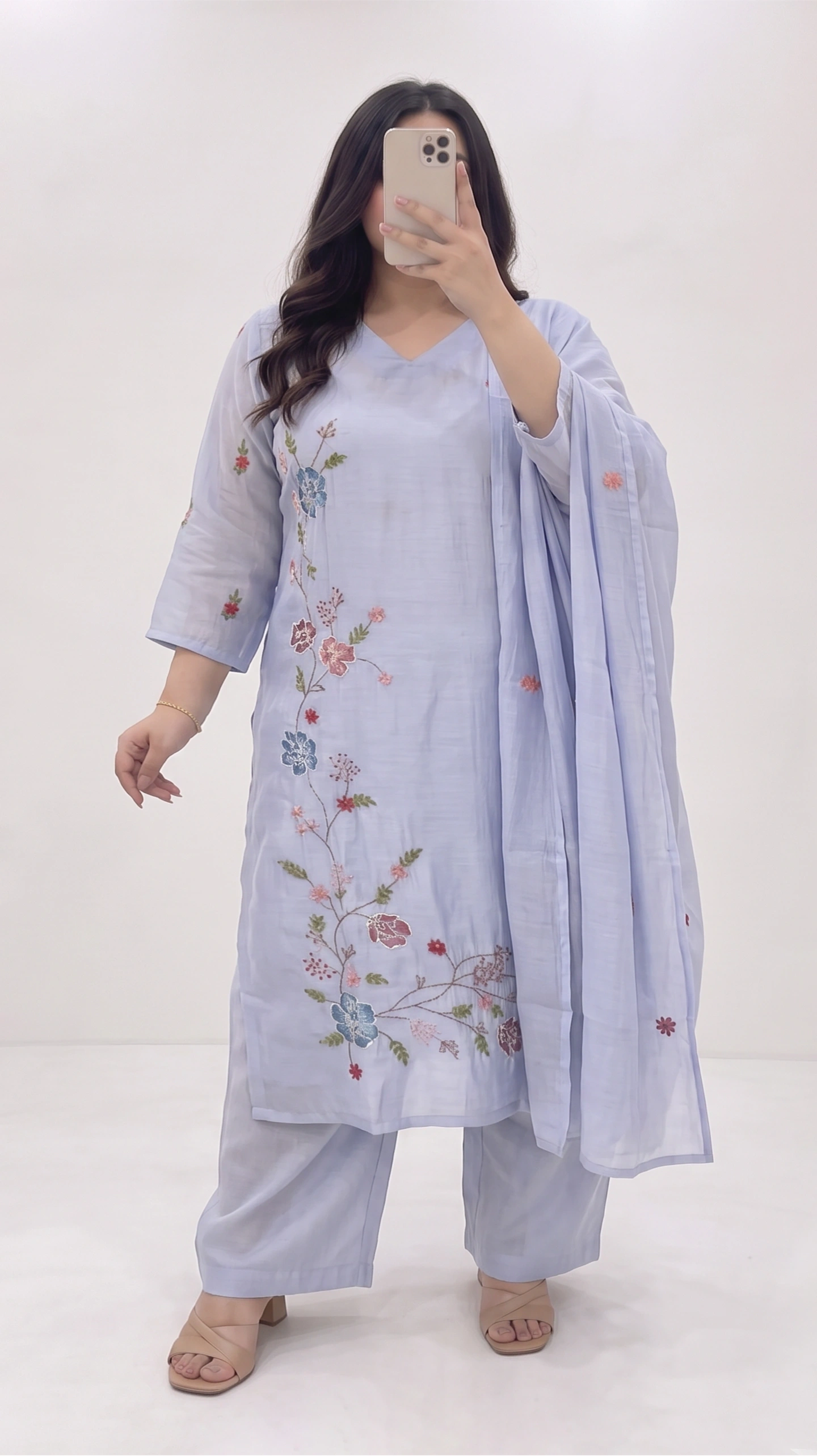 PLUS SIZE COLLECTION (Light Purple Floral Kurthi Set) 1