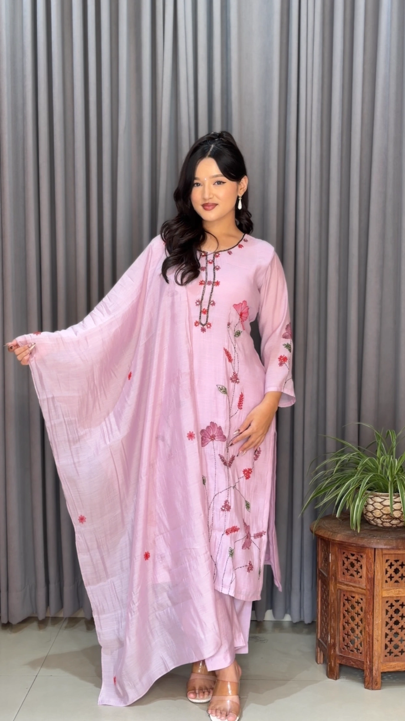 Soft Bloom Silk Kurtha Set 1
