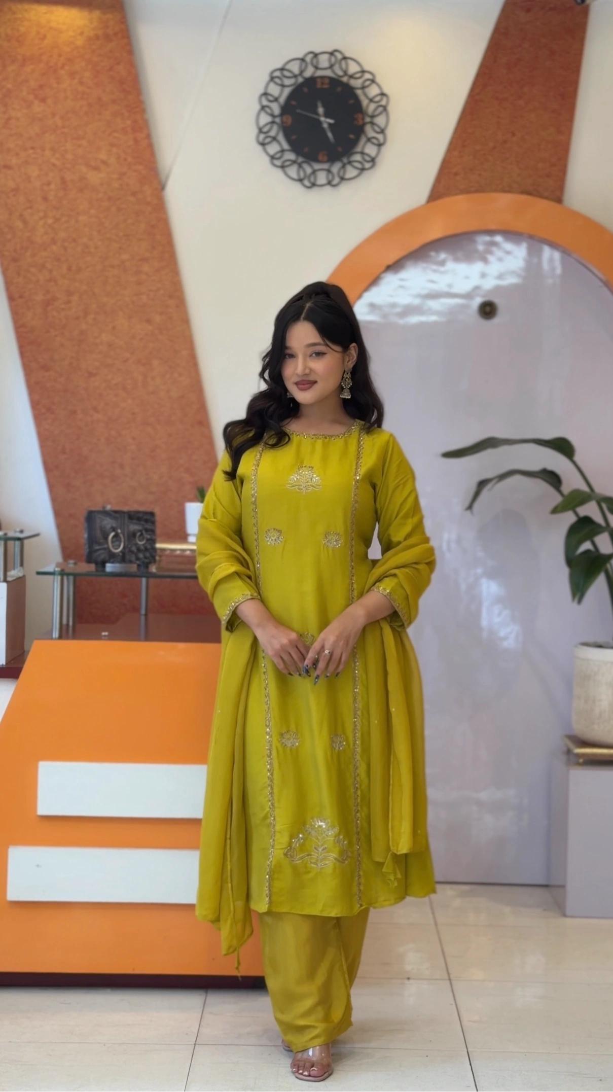 Gold Sequin Embroidered Silk Kurthi Set - Series M102 1