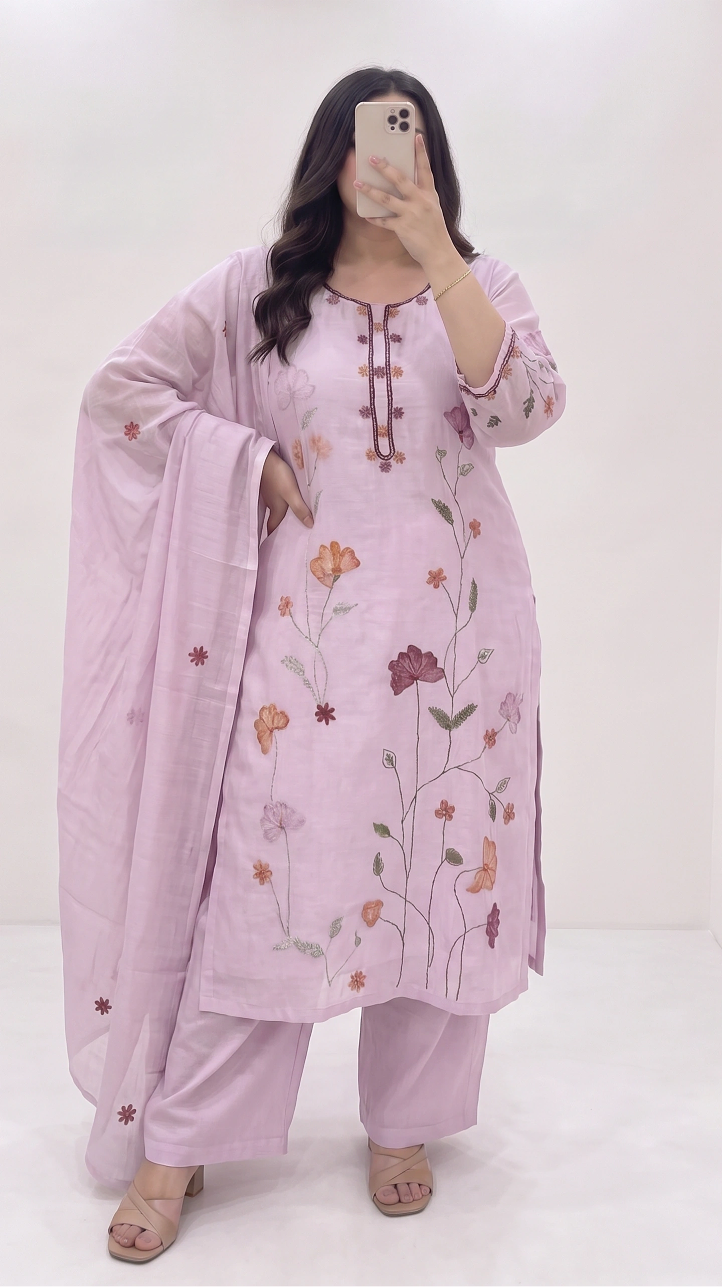 PLUS SIZE COLLECTION (Lavender Floral Kurthi Set) 1