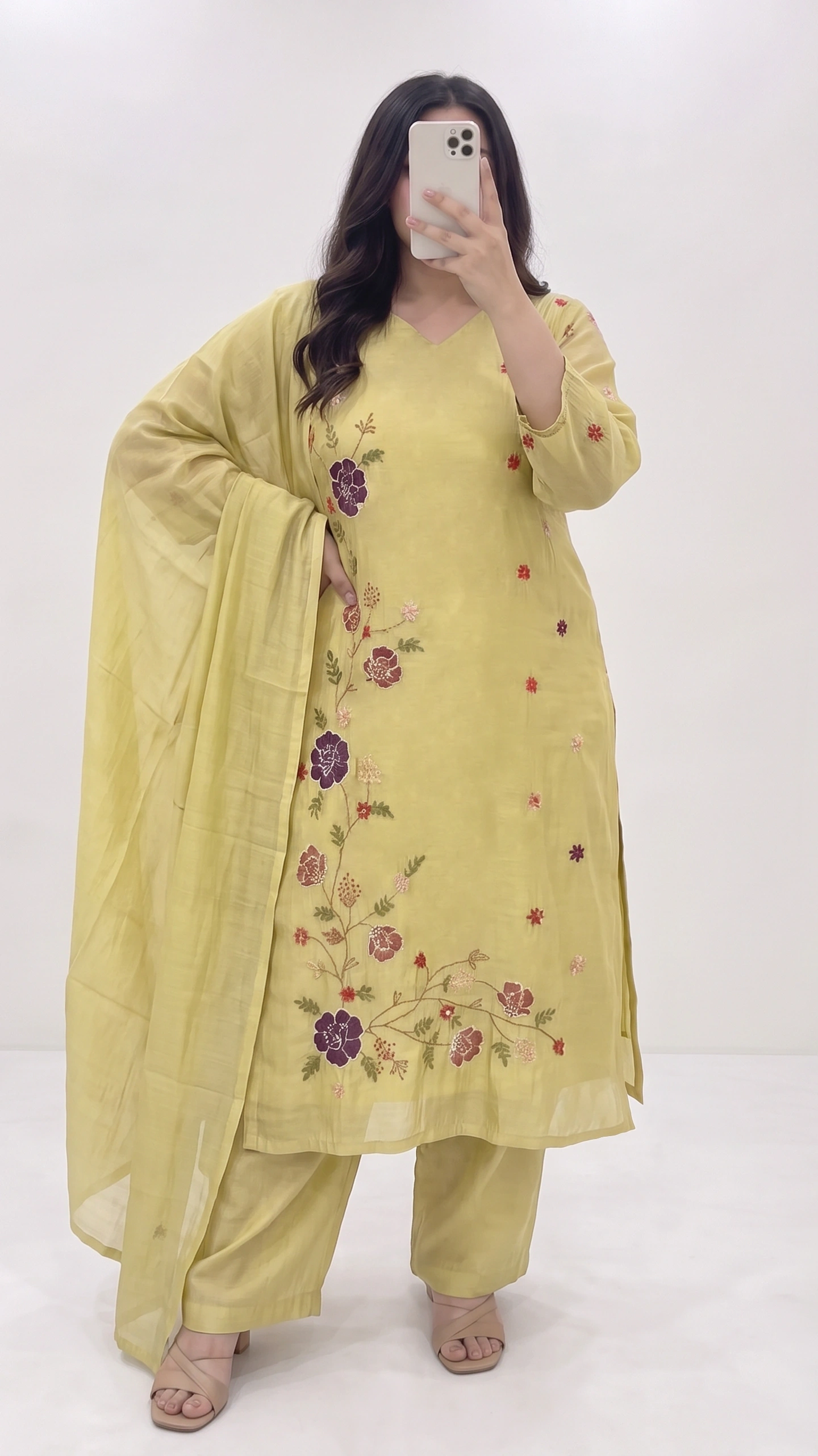 PLUS SIZE COLLECTION (Yellow Floral Kurthi Set) 1
