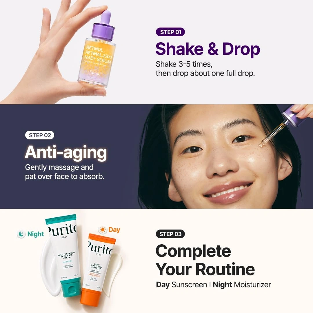 Purito Retinol Retinal 2000 NAD+ Serum, 30ml 6