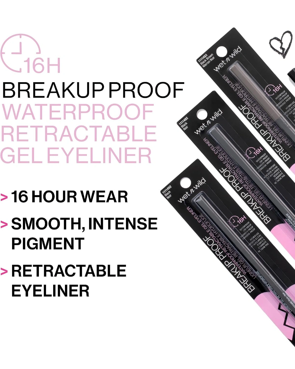 wet n wild Mega Last Breakup Proof Retractable Eyeliner - Ultra-Fine Brush, Waterproof,16-Hour Long-Lasting Wear - Cruelty-Free & Vegan 2