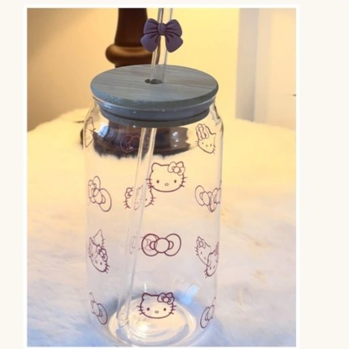 Printed Glass Can Cup 500ml 7