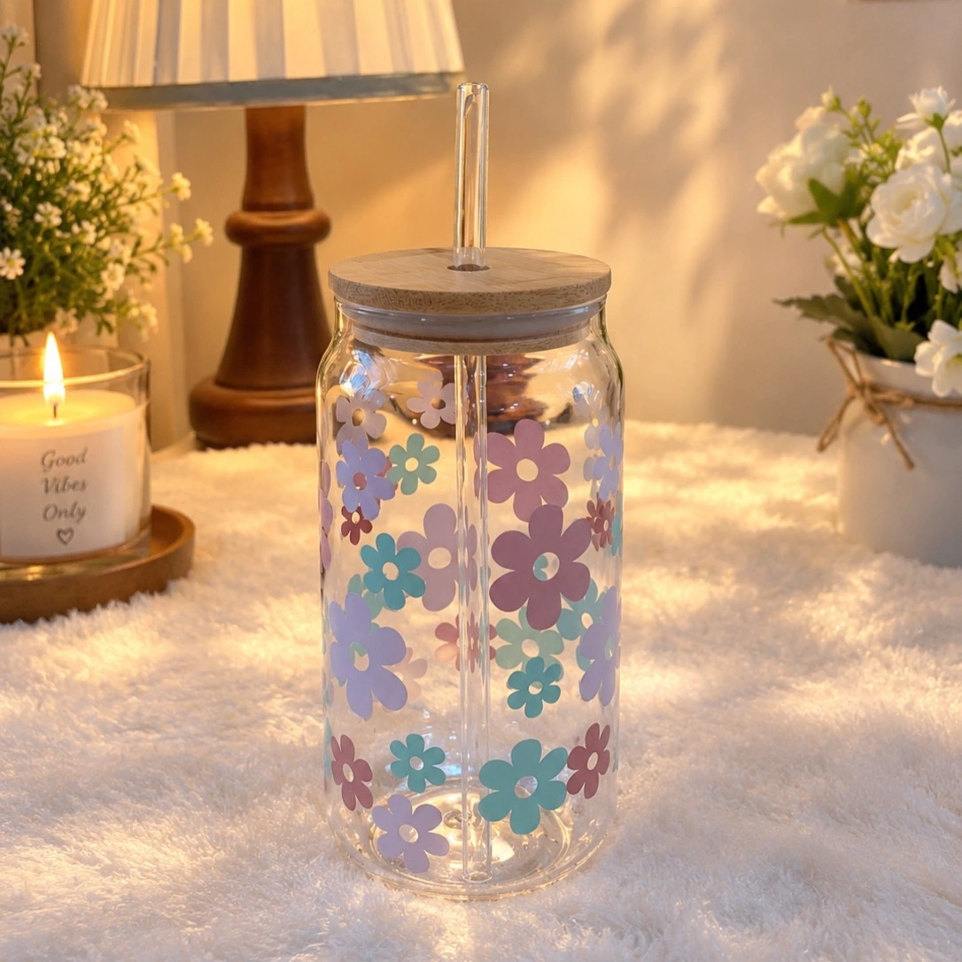 Printed Glass Can Cup 500ml 3