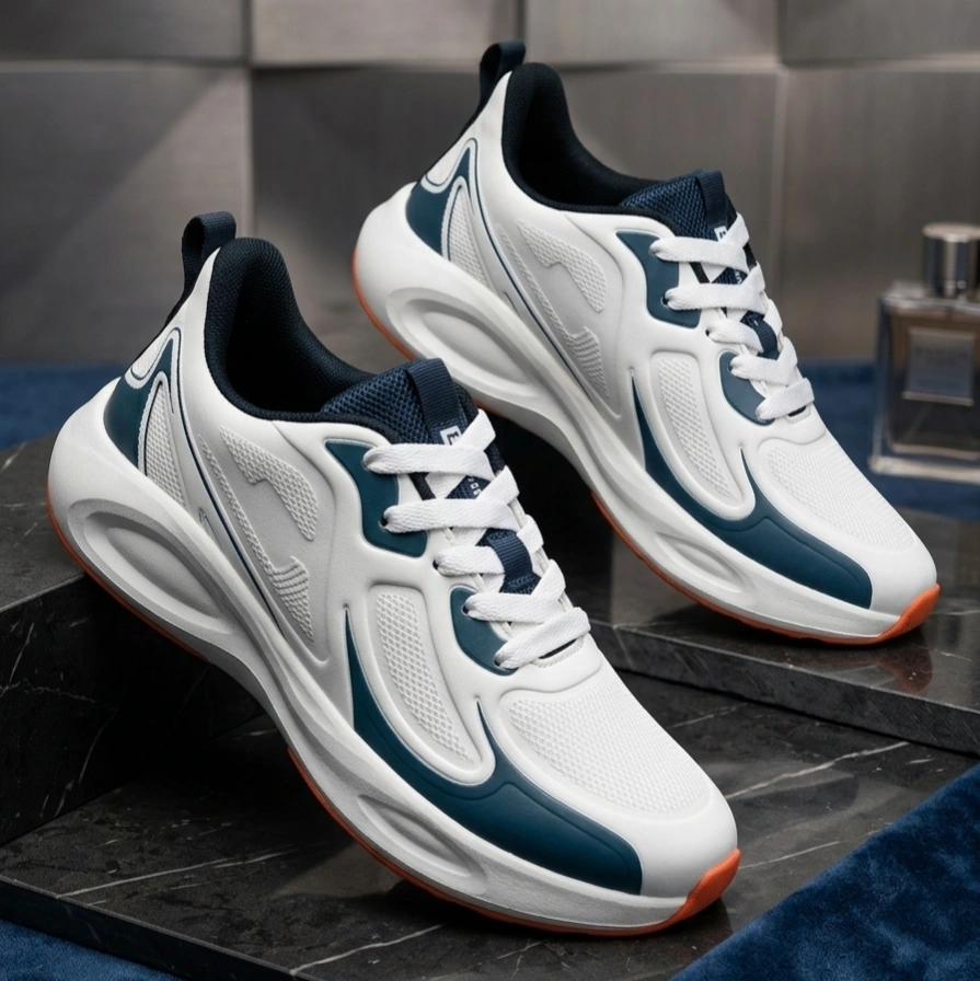 TBL Premuim Quality 100 Gm Light weight Comfortable Walking Sports Fashion Running Shoes For Men (Tbl 2001 white blue) 2