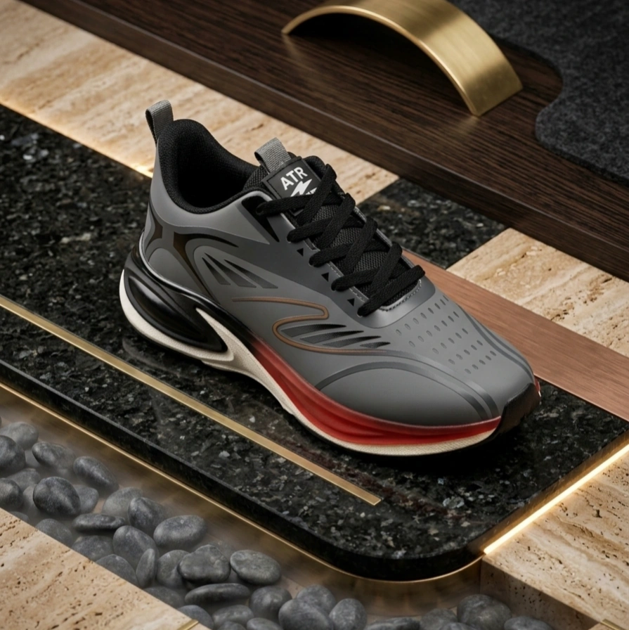 ART Premuim Quality 100 Gm Light weight Comfortable Walking Sports Fashion Running Shoes For Men (ATR 2030 Grey Red) 1
