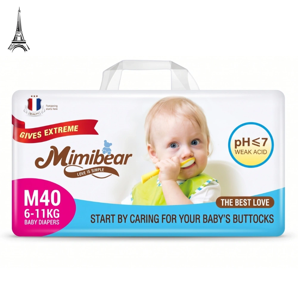 MIMIBEAR Premium Baby Diaper Medium Size 40 Piece Family Pack Diaper Pant Style With Disposable Tape and Wetness Indicator 1