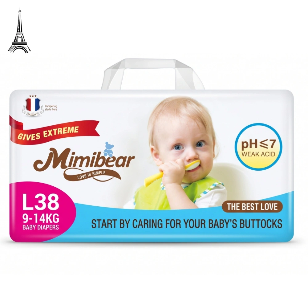 MIMIBEAR Premium Baby Diaper Large Size 38 Piece Family Pack Diaper Pant Style With Disposable Tape and Wetness Indicator 1