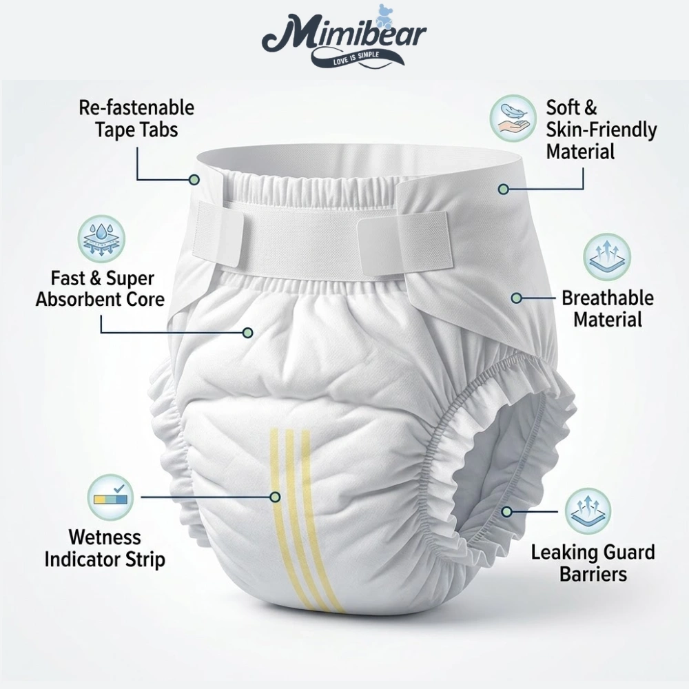 MIMIBEAR SOFS PREMIUM ADULT DIAPER TAPE STYLE MEDIUM LARGE XL SIZE 4