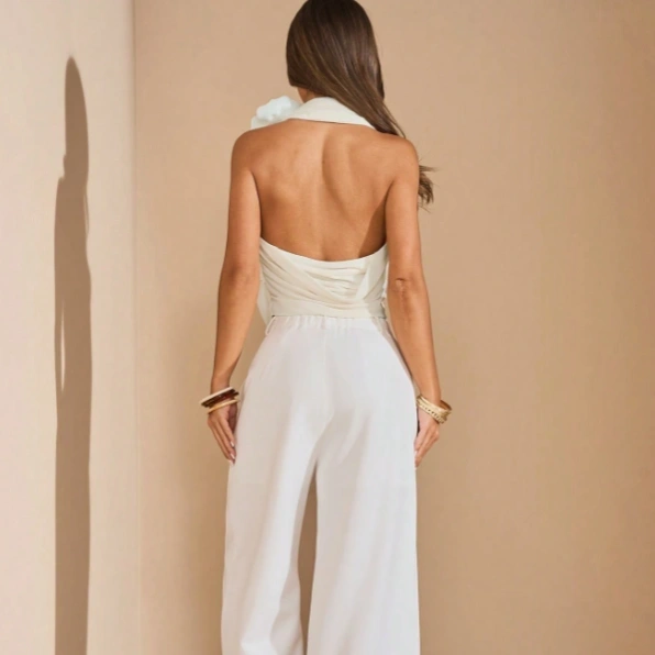 Elegant Apricot Knitted One Shoulder Asymmetrical Neck Top 2