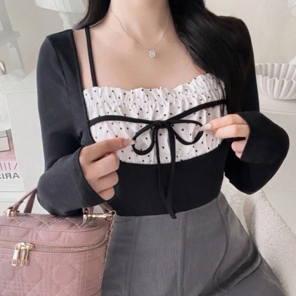 Elegant Korean Style Long Sleeve Spring/Autumn New T-Shirt 3