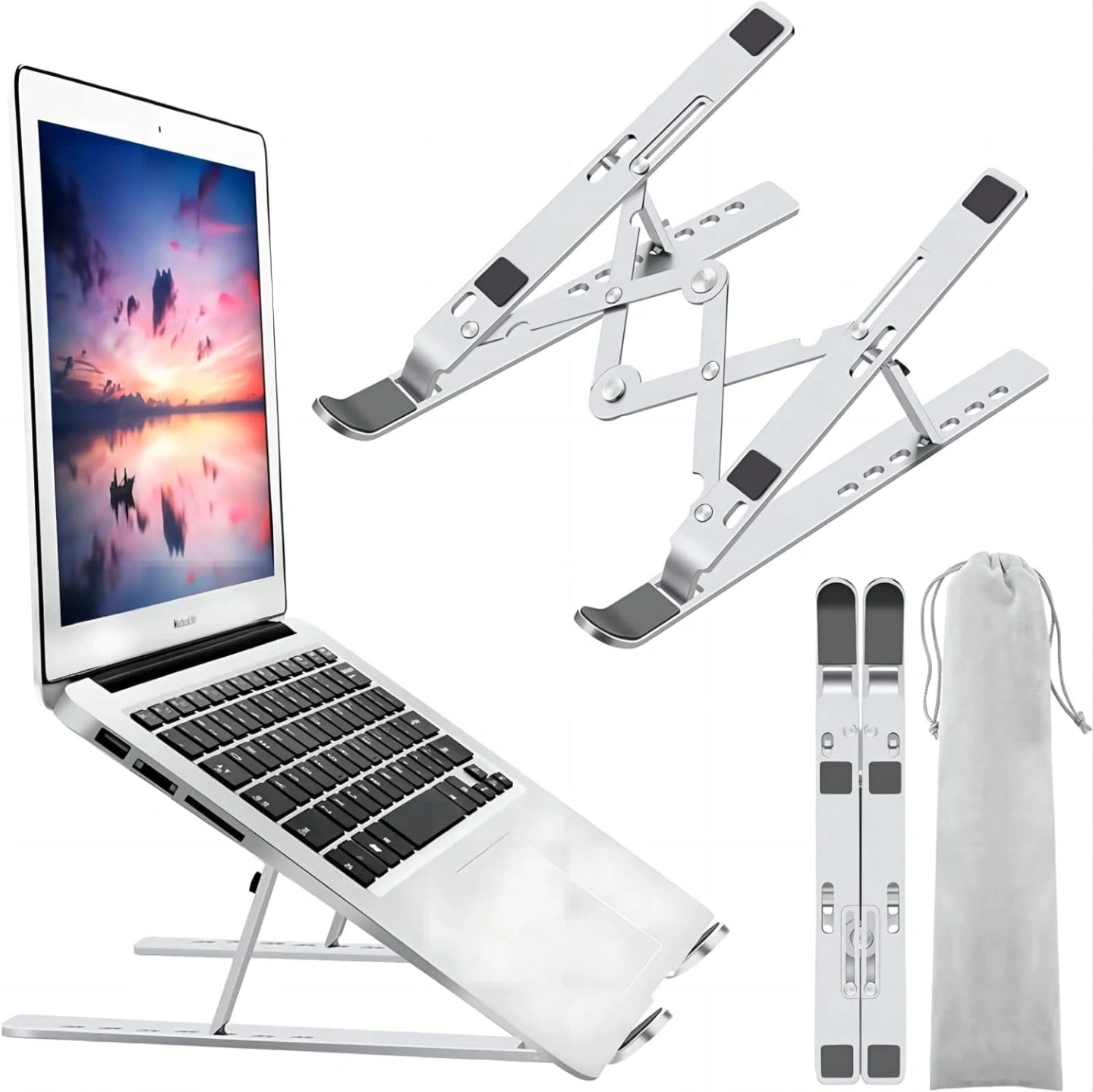 Mikuso LS-033 Aluminum Alloy Folding Laptop Stand with 7-Level Height Adjustment 1