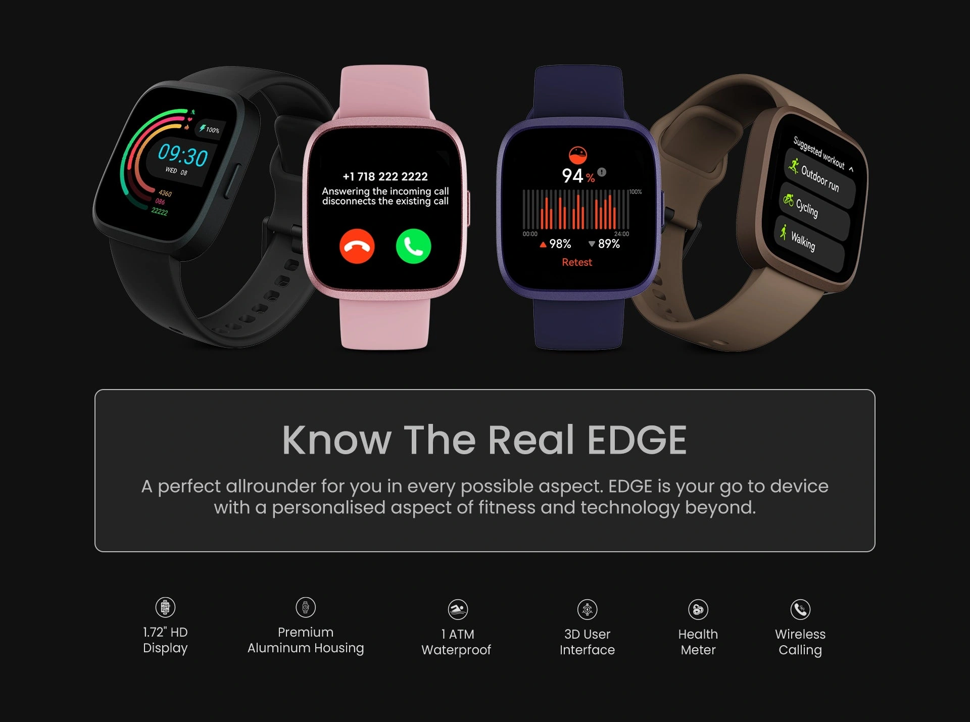 HiFuture Edge Smartwatch | 1.72" HD Display, Wireless Calling, 100+ Sports Modes 3