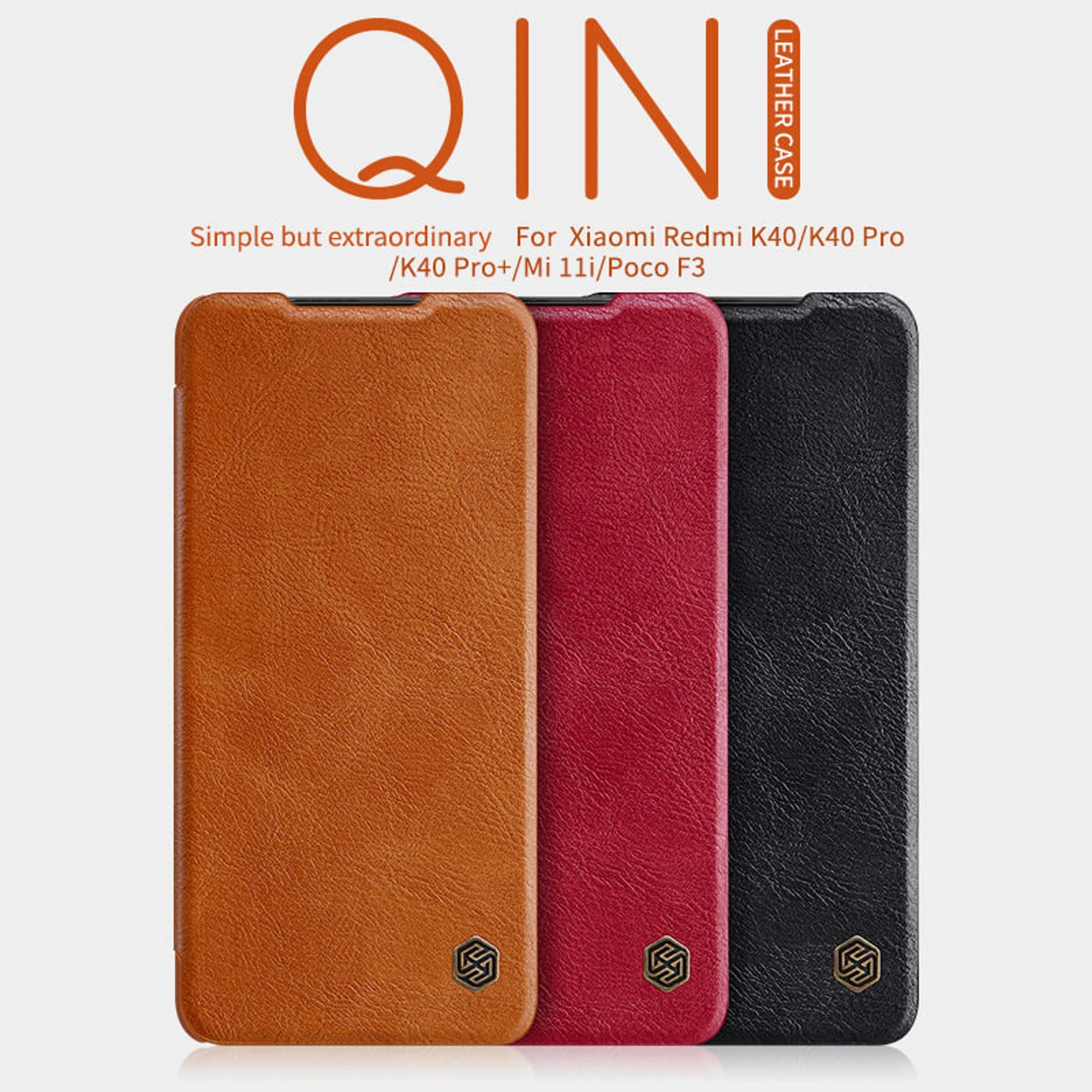 Nillkin QIN Folding Leather Cover for Xiaomi Redmi K40, K40 Pro, K40 Pro Plus (K40 Pro+), Mi11i (Mi 11i), Poco F3, Mi11 X, Mi 11 X Pro -Nillkin / Black 1