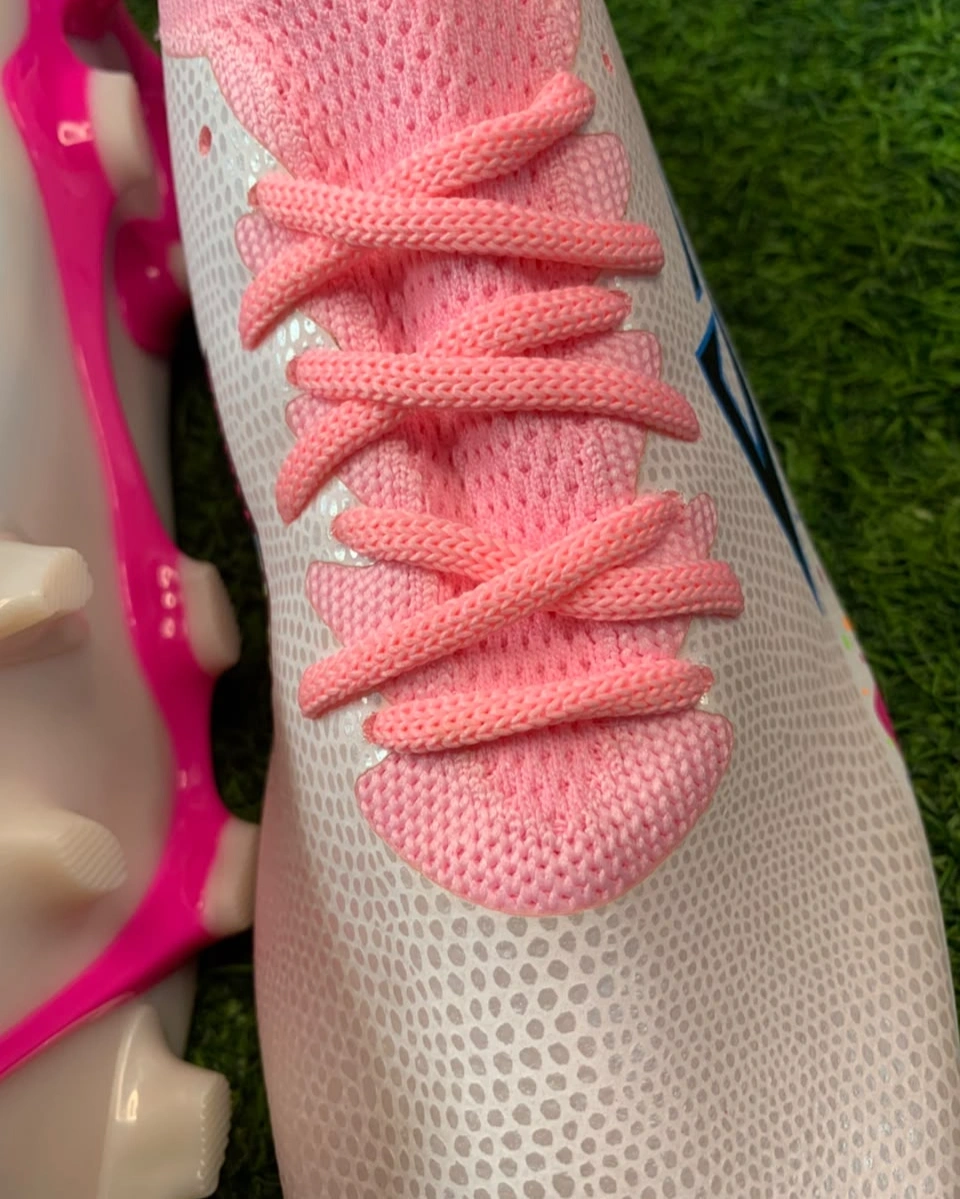 Puks Zoomfly Semi-Ankle Football Boots – White Pink Blue Multicolor FG Soccer Cleats 3