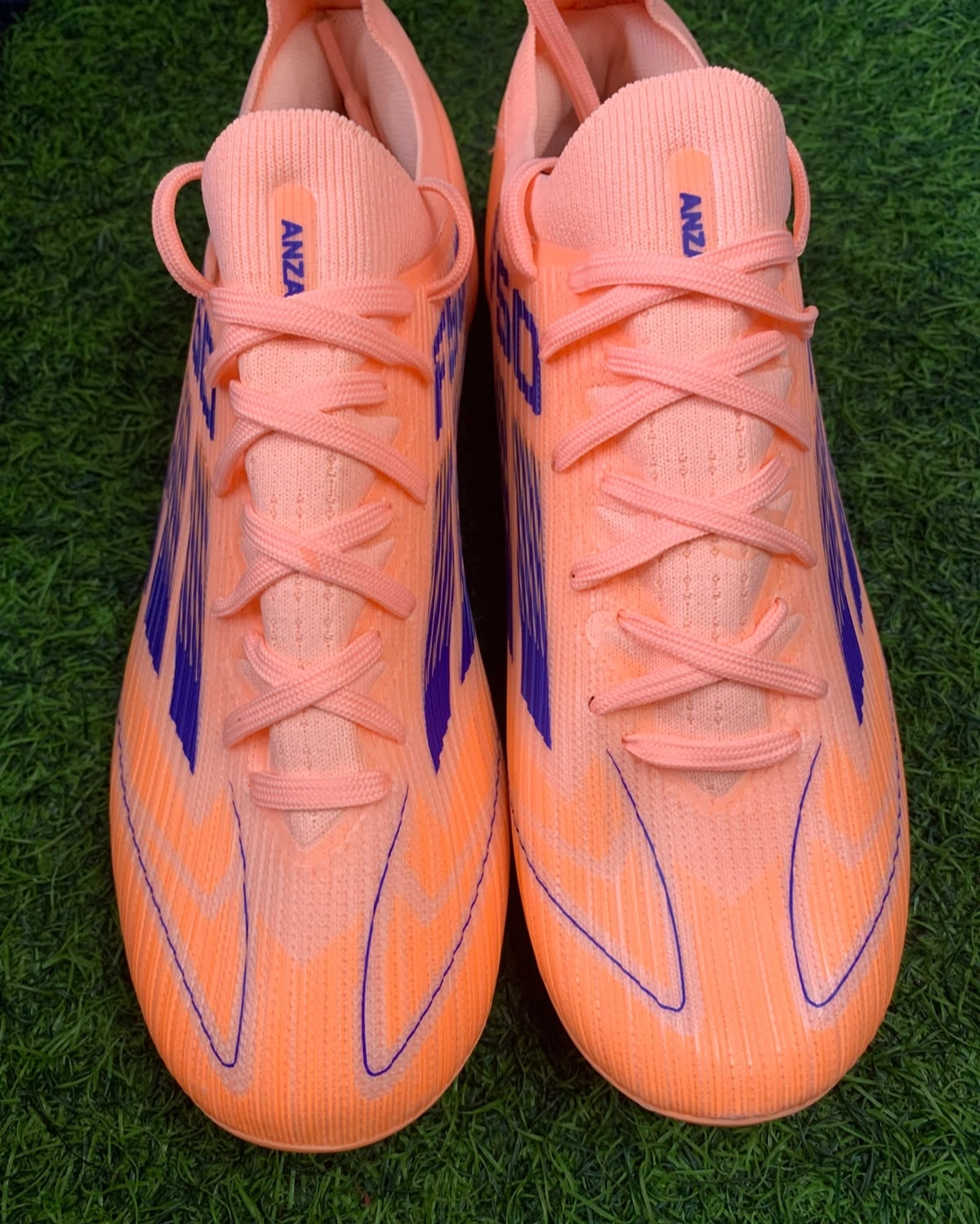 ANZA F50 Lace-Up Football Boots | Orange & Blue Football Studs 4