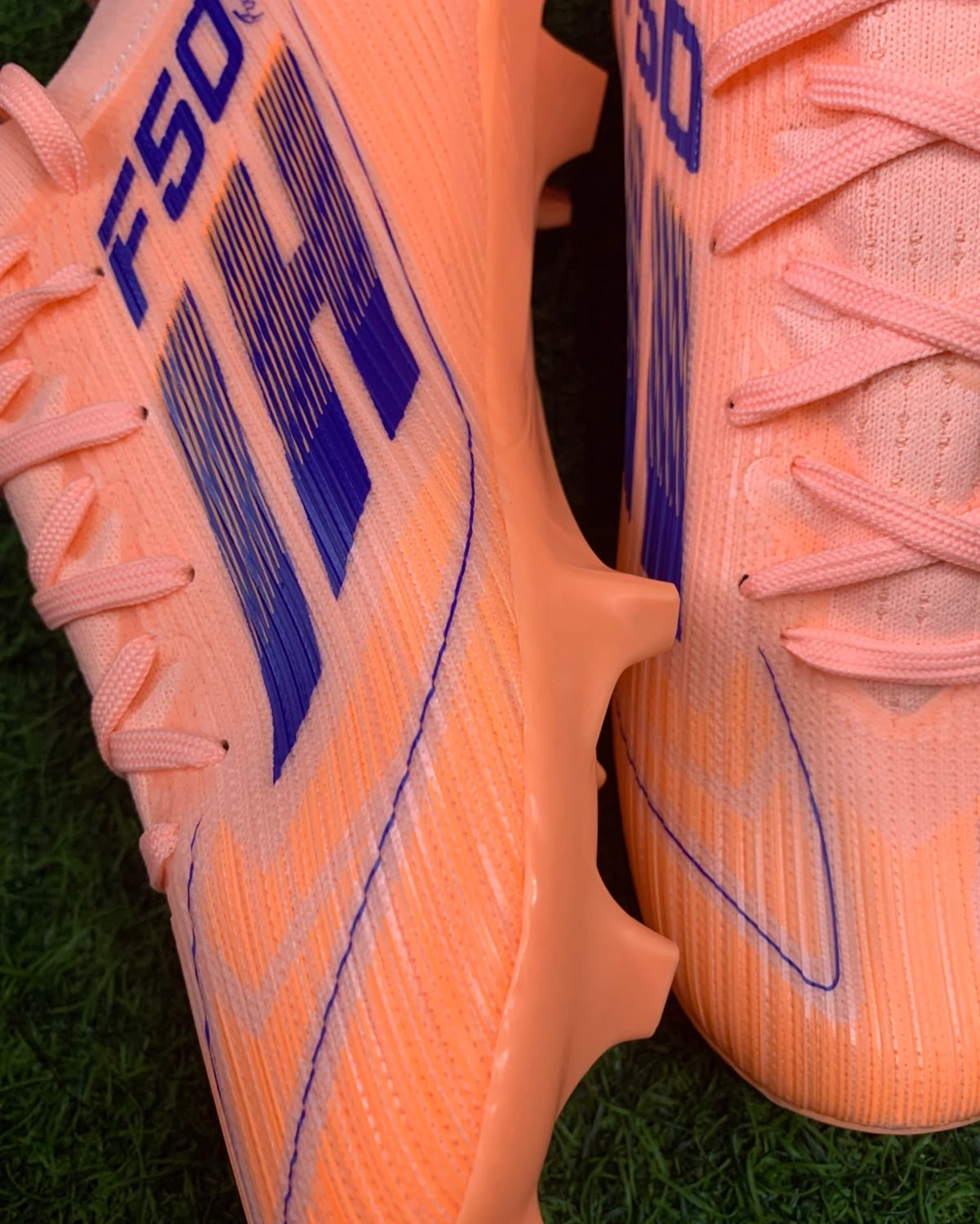 ANZA F50 Lace-Up Football Boots | Orange & Blue Football Studs 3
