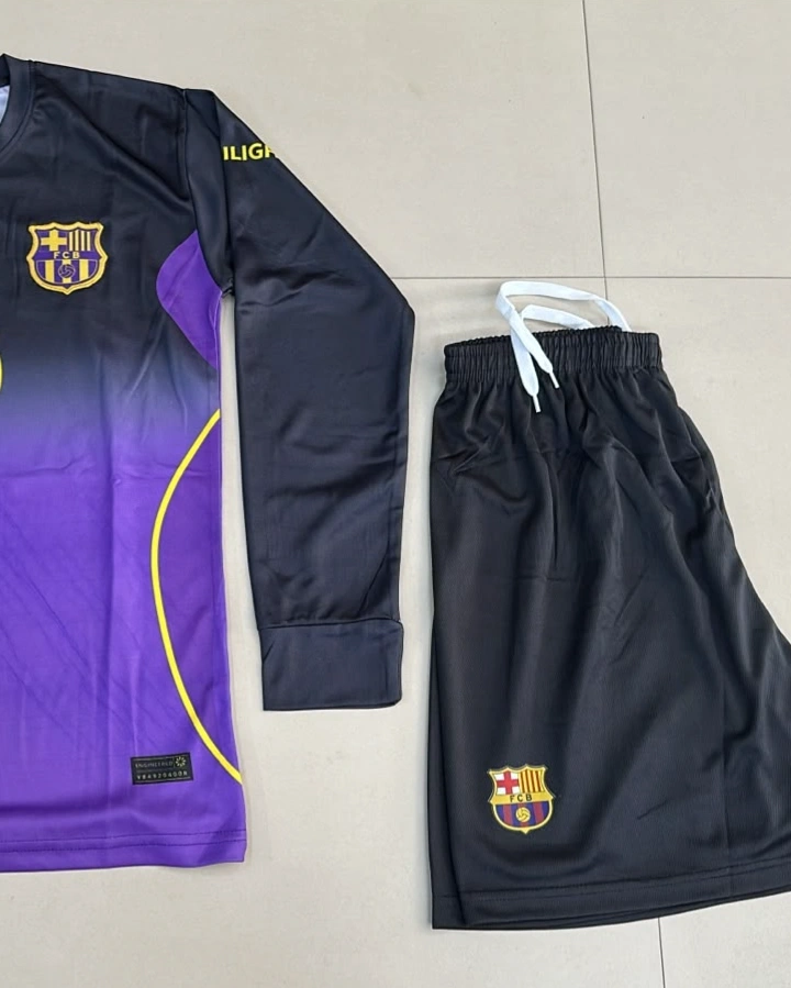 Barcelona 2026/27 Away Long Sleeve Jersey & Shorts Set – A-Grade Football Kit (Purple/Black) 2