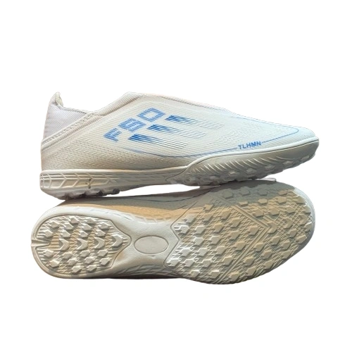 F50 Futsal Boot Laceless White and Blue 1