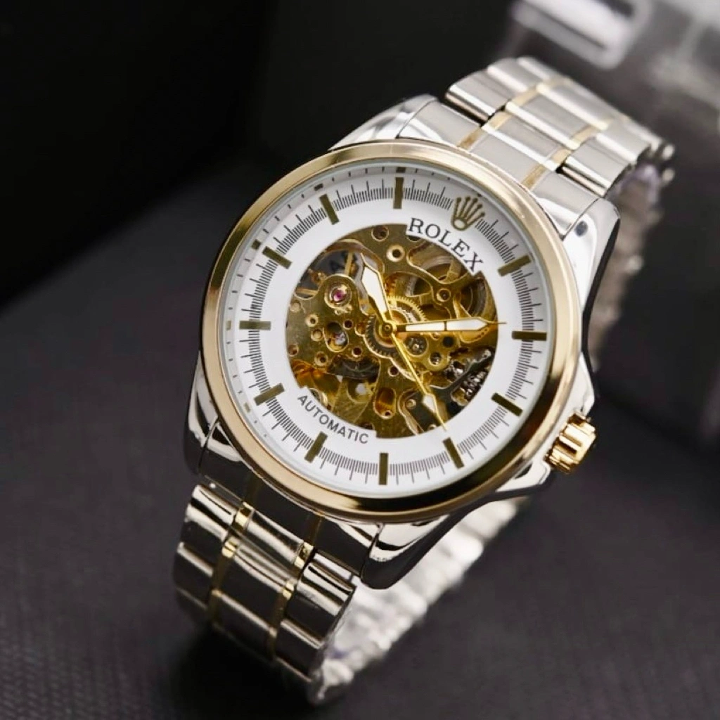 Rolex Skeleton Automatic Dual Tone Chain White Dial luxury watch 1