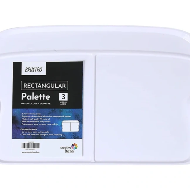 BRUSTRO Artists’ Rectangular Peel Off Painting Palette with 3 mixing areas 34x20cm 1
