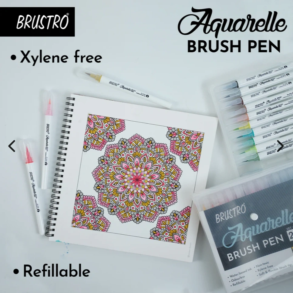 BRUSTRO Aquarelle Brush Pen | Set of 24 | Refillable 2