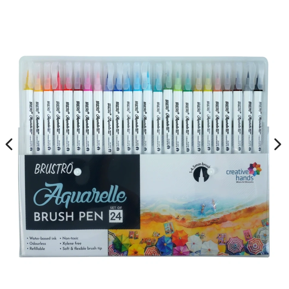 BRUSTRO Aquarelle Brush Pen | Set of 24 | Refillable 1