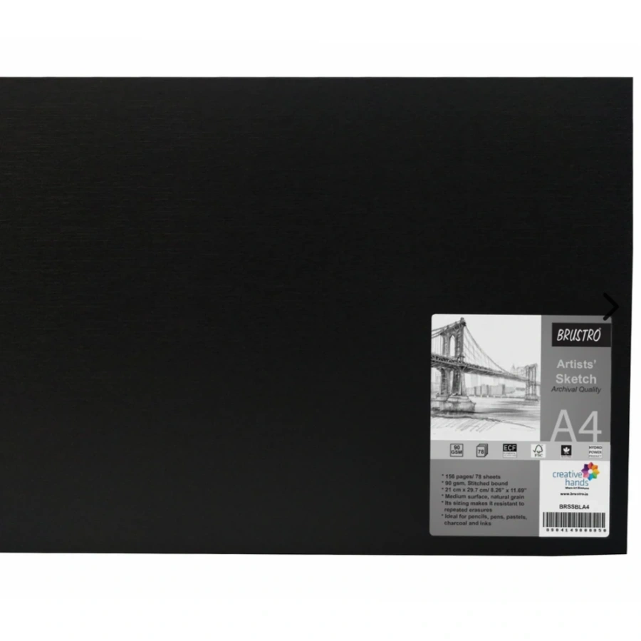 BRUSTRO Artists Sketch Book Stitched Bound A4 Size, Landscape, 156 Pages, 90 GSM 1